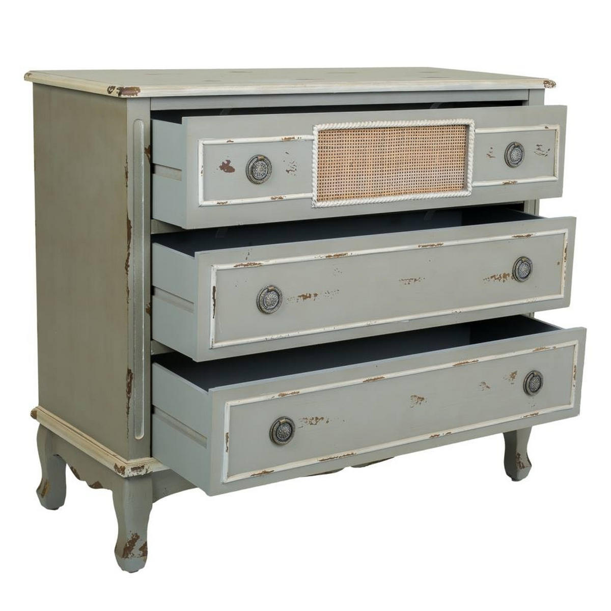 KOMMODE aus Holz, grün, 90x38x80cm - Grau, Holzwerkstoff (90/80/38cm) - Wanderlust