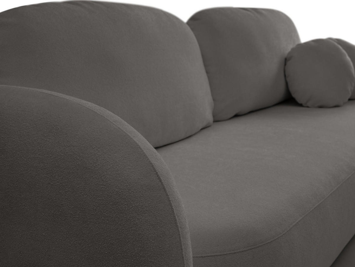 BETTSOFA AMICO Graphitfarben Bucle-Stoff mit Schlaffunktion - Graphitfarben, Holz (238/86.5/101cm) - MASSENO