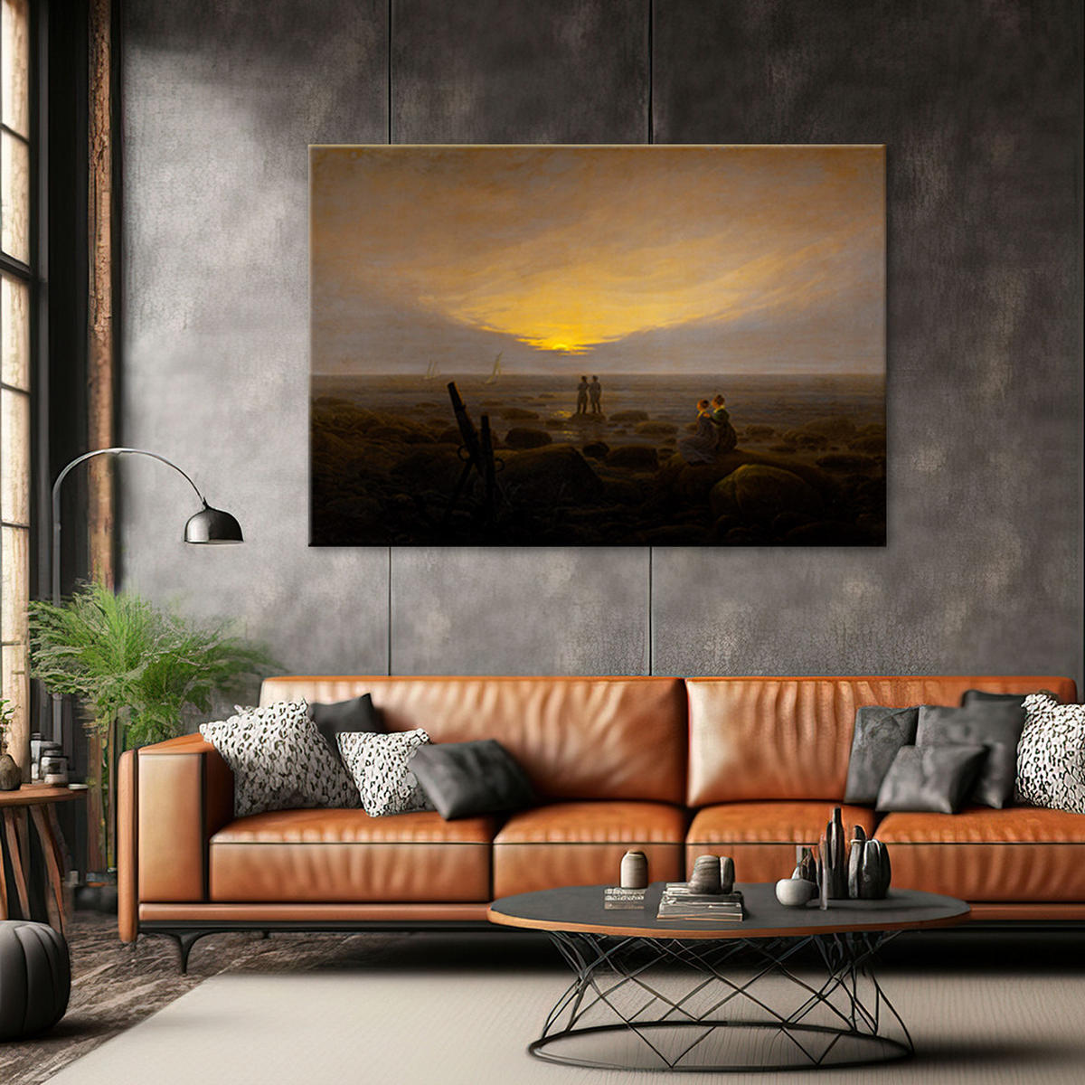 WANDBILD mondaufgang über dem meer caspar david friedrich - Multicolor, Textil (60/40cm) - Feeby