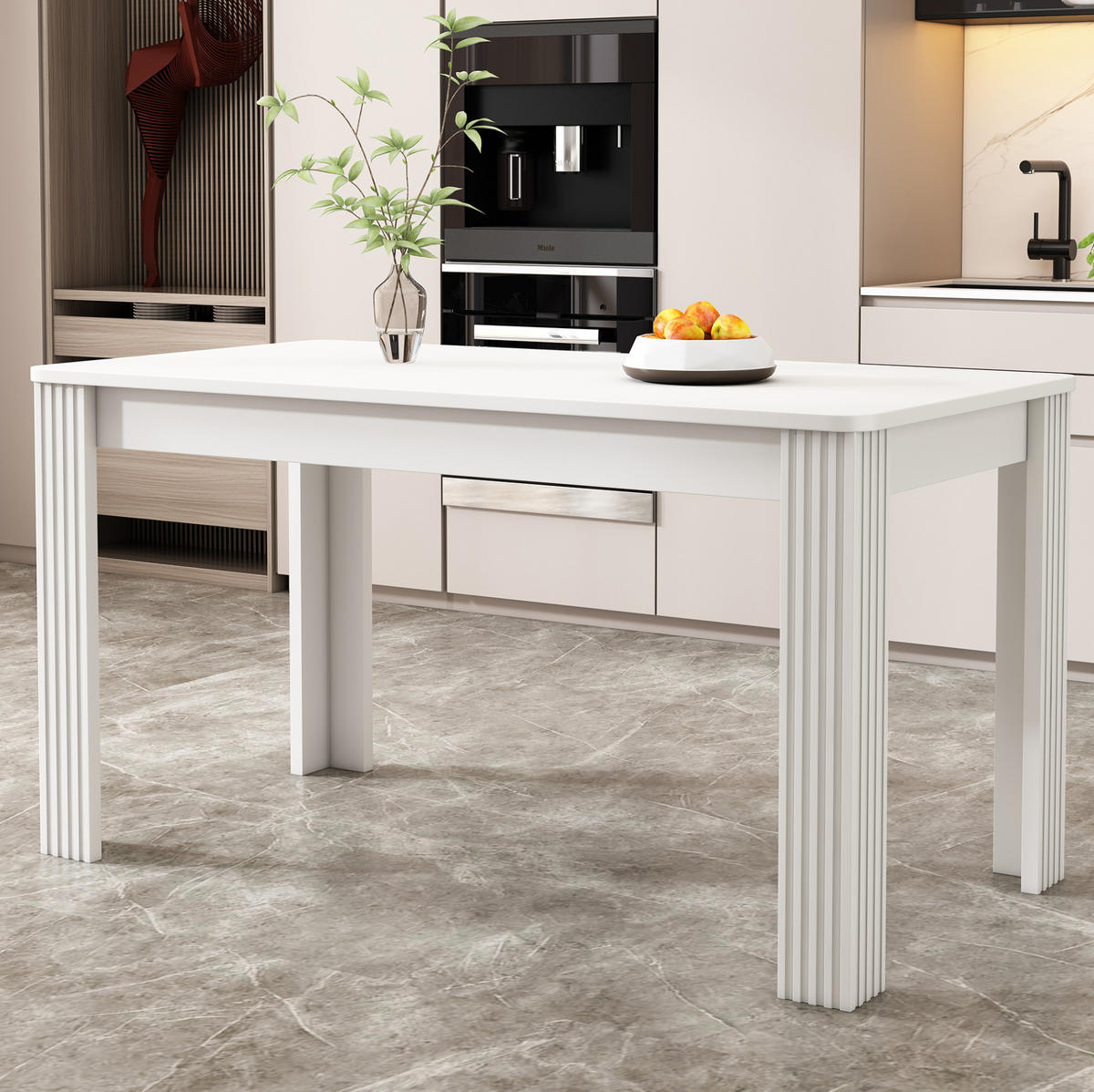 JEDÁLENSKÝ stôl, biely, z drevotriesky, moderný,65/116/75 cm - biela, kompozitné drevo (116/65/75cm) - BEAOK