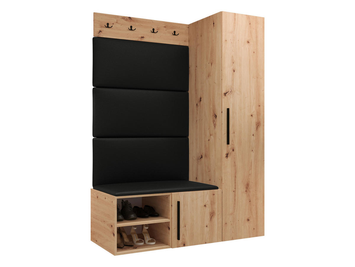 GARDEROBEN-SET Medi II - Schwarz/Eiche Artisan, Holzwerkstoff/Kunststoff (40/191/50cm) - MIRJAN24