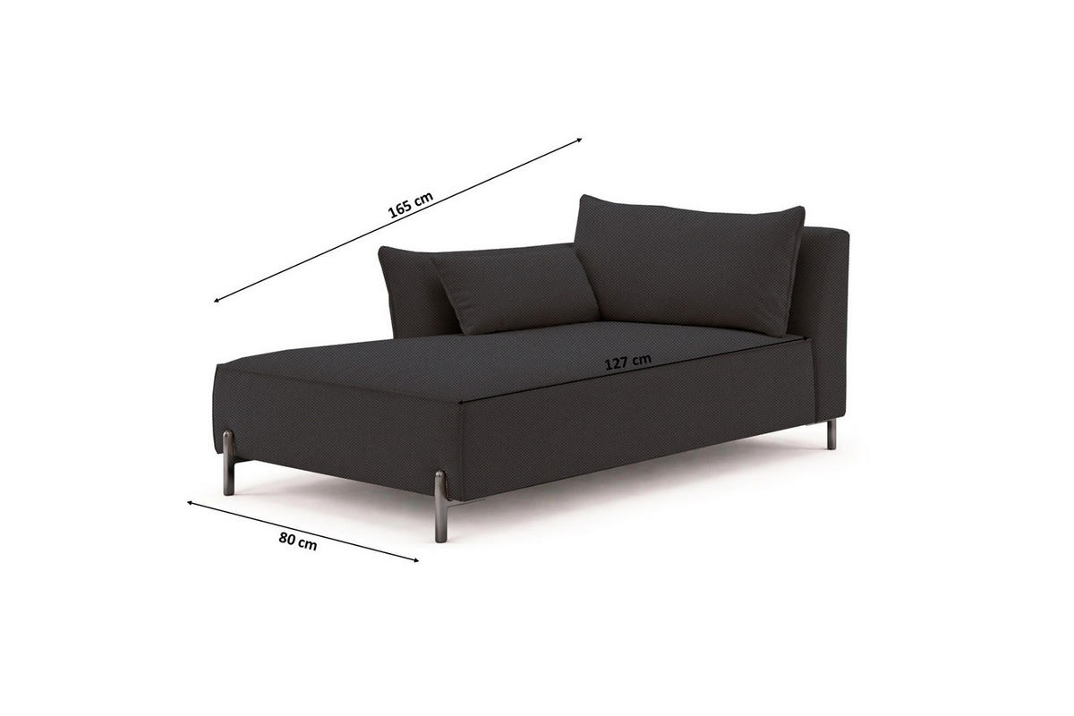 CHAISELONGUE für Terrasse und Garten, Stoff Sunlight, Graphit, Links, SUNMEE - Dunkelgrau, Holz (80/90/165cm) - Kaiser Möbel