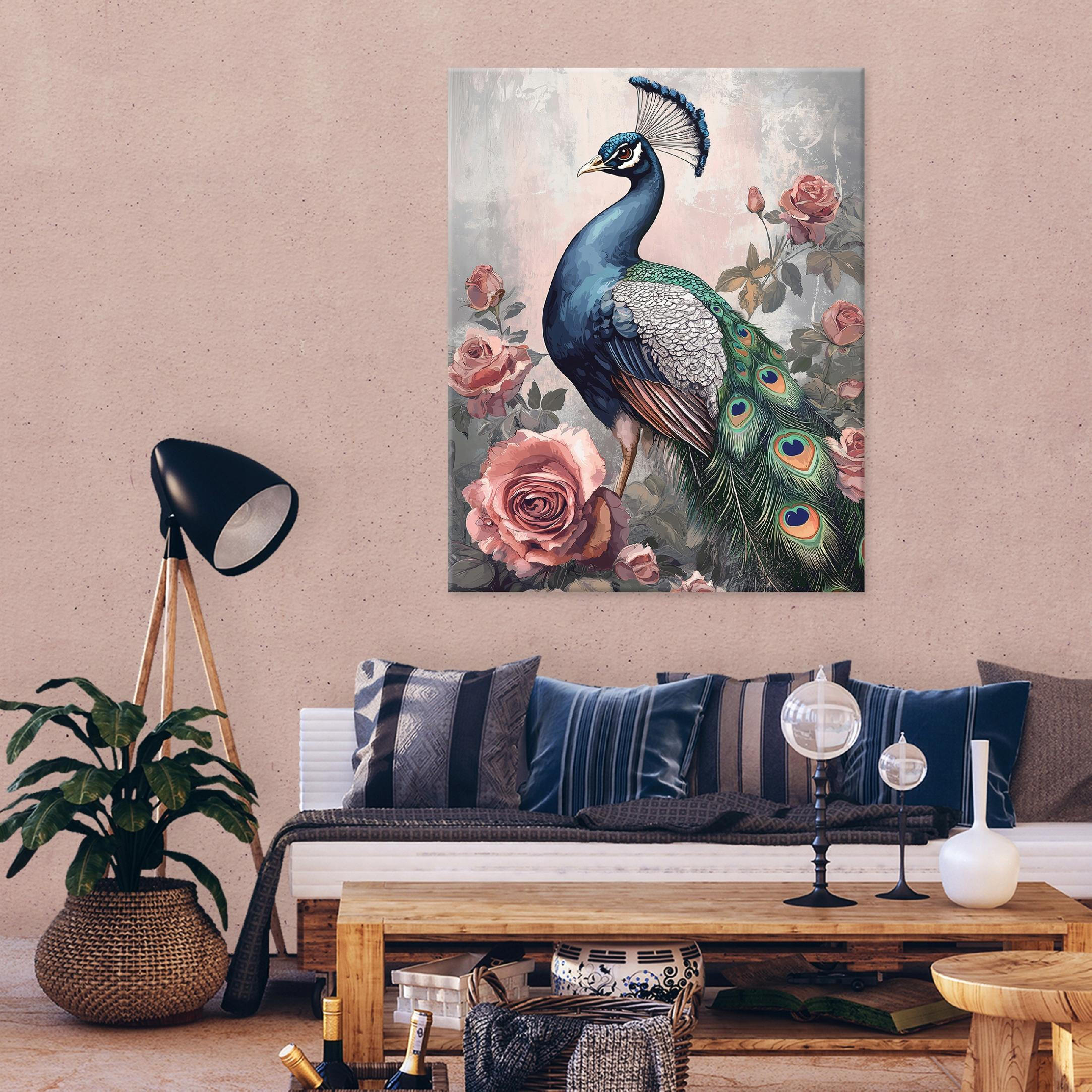 LEINWANDBILD Kran Natur Vogel Modern 60x40 - Multicolor, Holzwerkstoff (40/60cm) - Wallarena