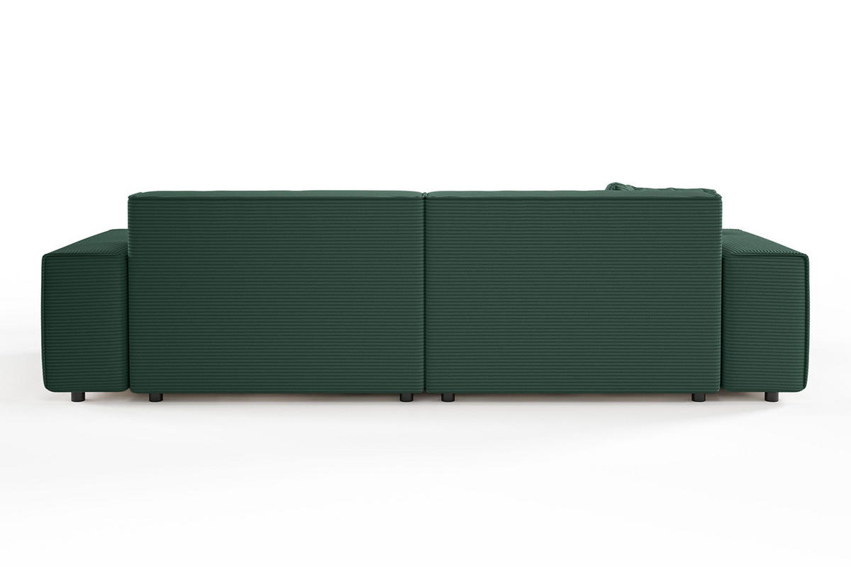 SOFA RANI Smaragdgrün Cord - Smaragdgrün/Schwarz, Kunststoff/Textil (256/71/101cm) - KAWOLA