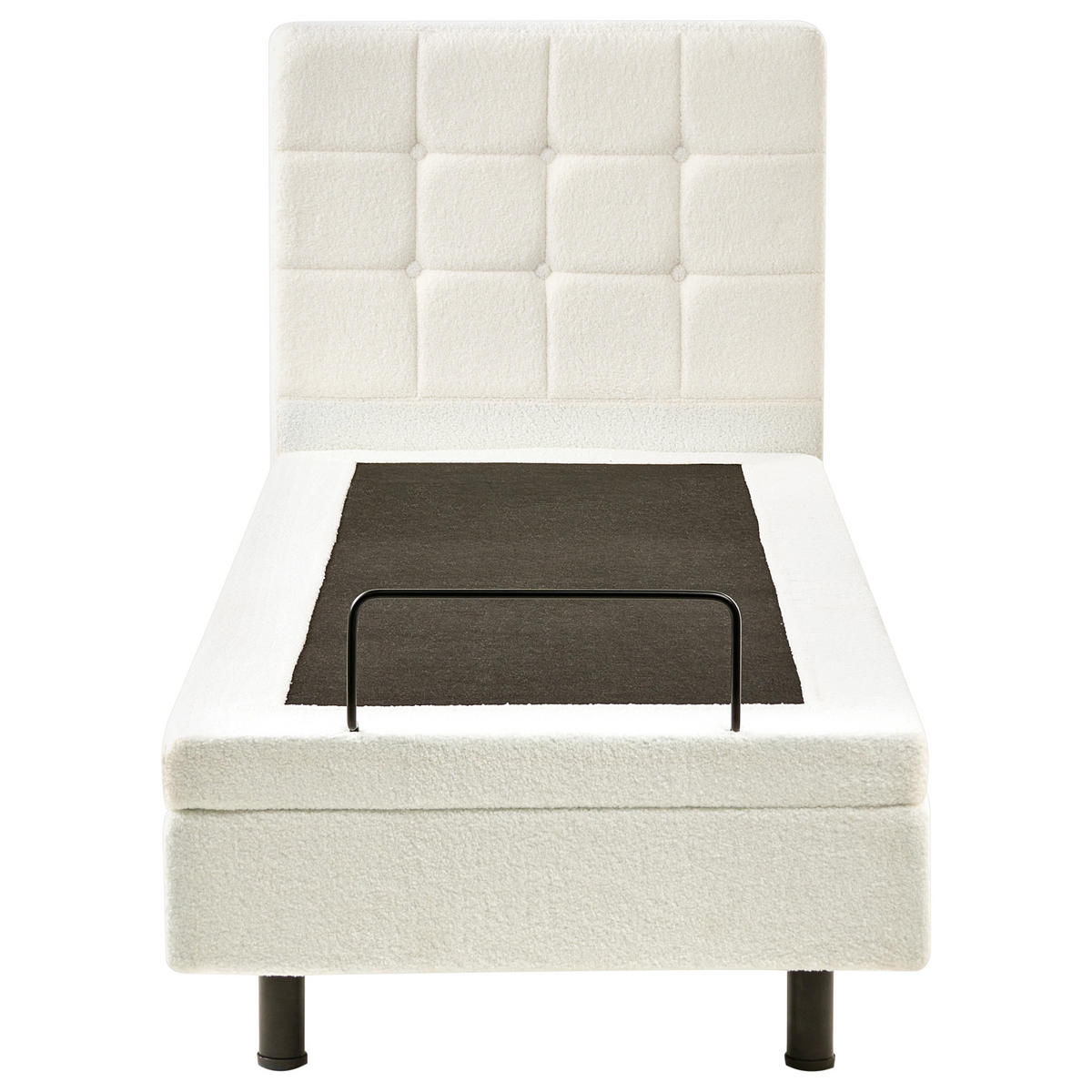 POSTELJA nastavljiva 80/200 bouclé kremasto bela Duke - krem, tekstil (80/200cm) - Beliani
