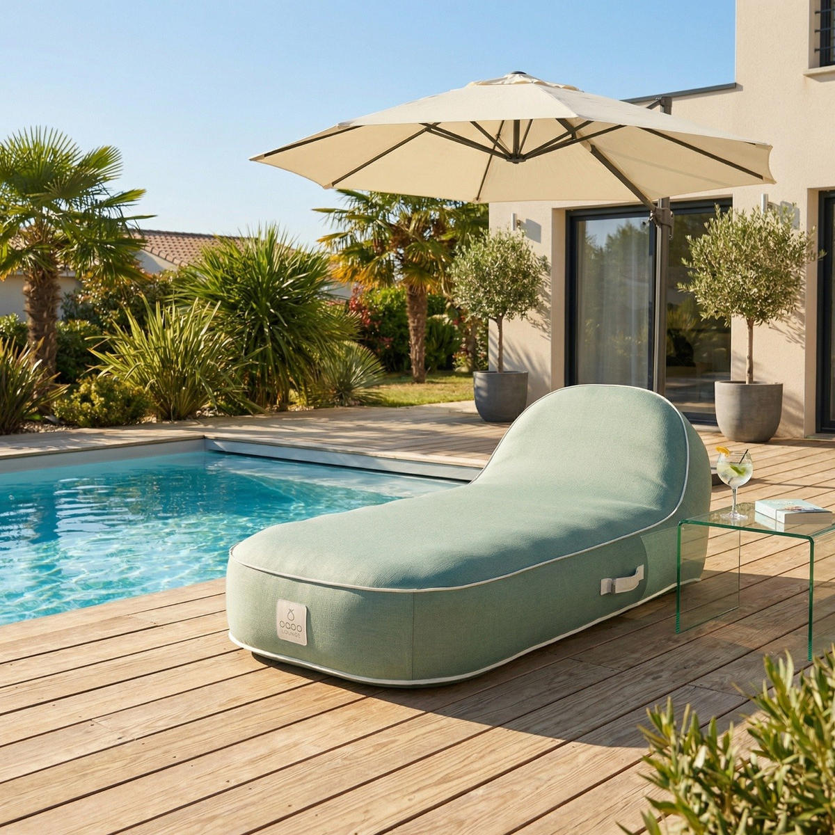 SONNENLIEGE PALMA Grün - Mintgrün/Grün, Kunststoff/Textil (85/27/85cm) - Coco Lounge