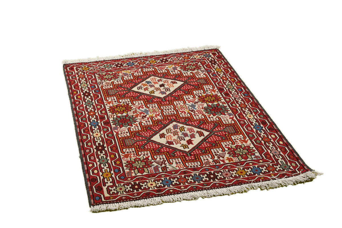 HANDWEBTEPPICH Sumak Shahsavan Beige 99/79 cm Schurwolle - Beige, Textil (79/99cm) - Looma