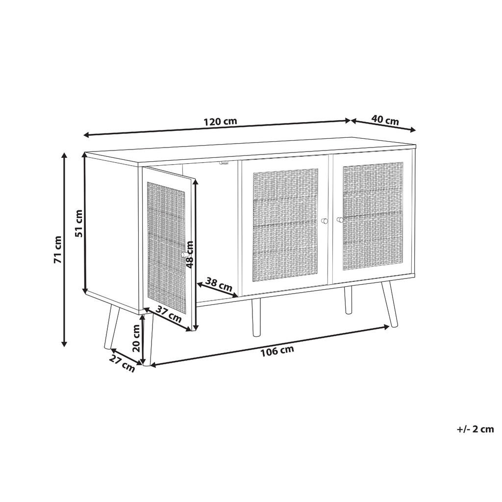 Thumbnail - Beliani Sideboard, Hellbraun, Gold, Naturmaterialien, 120x71x40 cm, Wohnzimmer, Kommoden & Sideboards, Sideboards