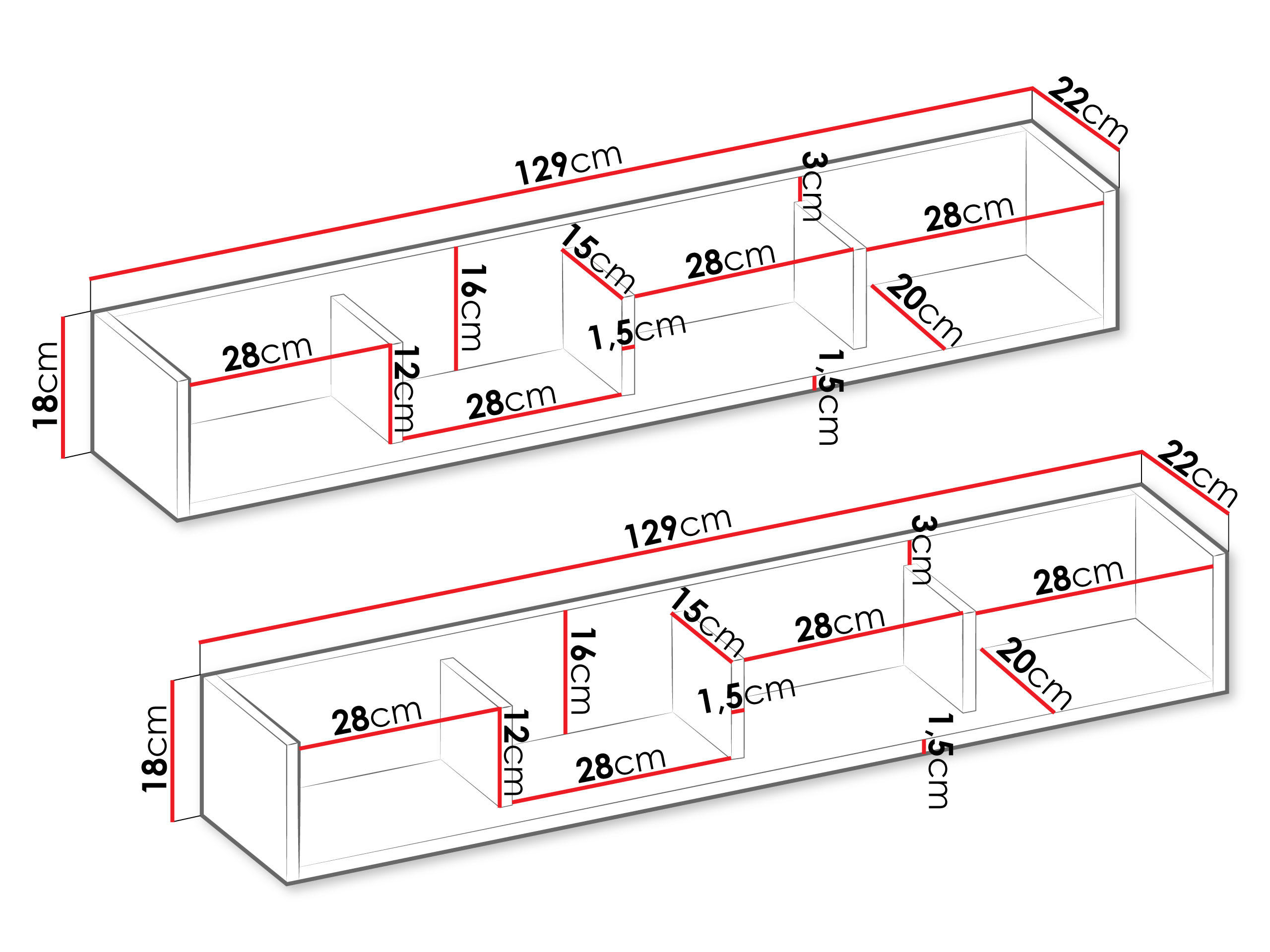 WANDBOARD-SET Sigma SG12 (2 Stück) - Trüffeleichefarben, Holzwerkstoff (129/18/22cm) - MIRJAN24