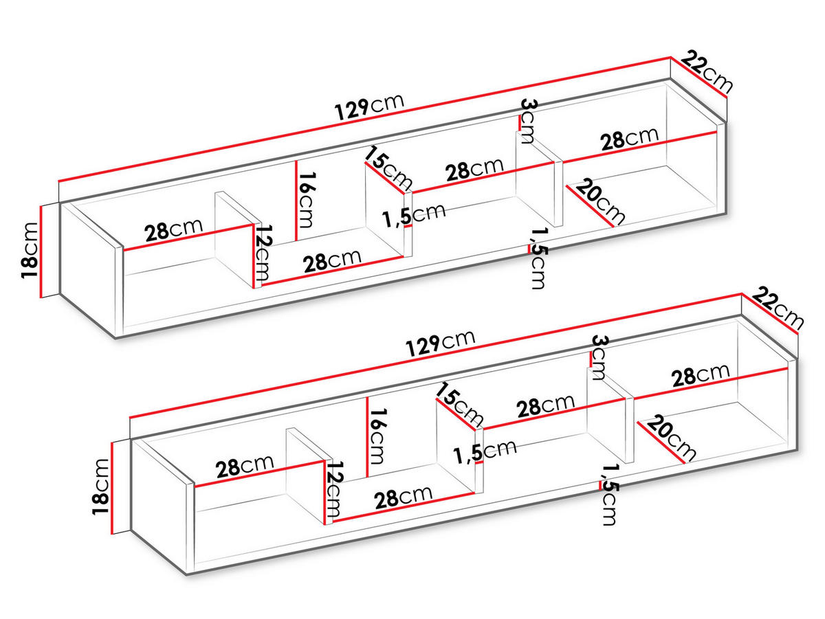 WANDBOARD-SET Sigma SG12 (2 Stück) - Trüffeleichefarben, Holzwerkstoff (129/18/22cm) - MIRJAN24