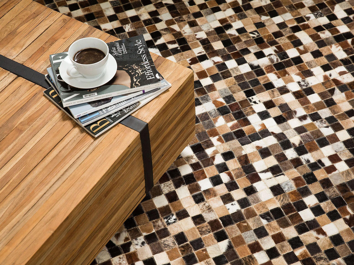 KURZFLOR-TEPPICH Konya 230/160 cm - Multicolor, Fell (160/230cm) - Beliani