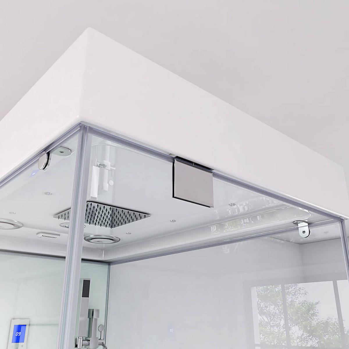 DAMPFDUSCHE DESIGN M - M - Weiß, Glas (120cm) - Home Deluxe
