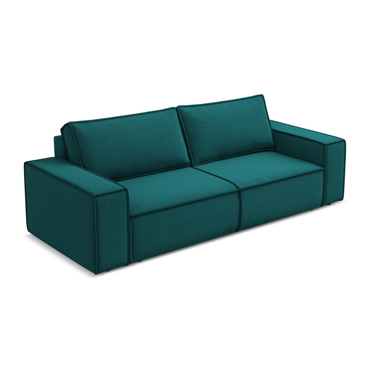 3-SITZER SOFA mit Schlaffunktion Samt Stoff Blau - Blau/Petrol, Kunststoff/Textil (255/85/105cm) - LaMiaSofa