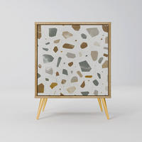 SIDEBOARD PIECES OF TOMORROW, Eichefarben, 57,5x42x75,5 cm, Goldfarbene Metallfüße - Eichefarben/Goldfarben, Holzwerkstoff/Metall (57.5/75.5/42cm) - SpaceRebels