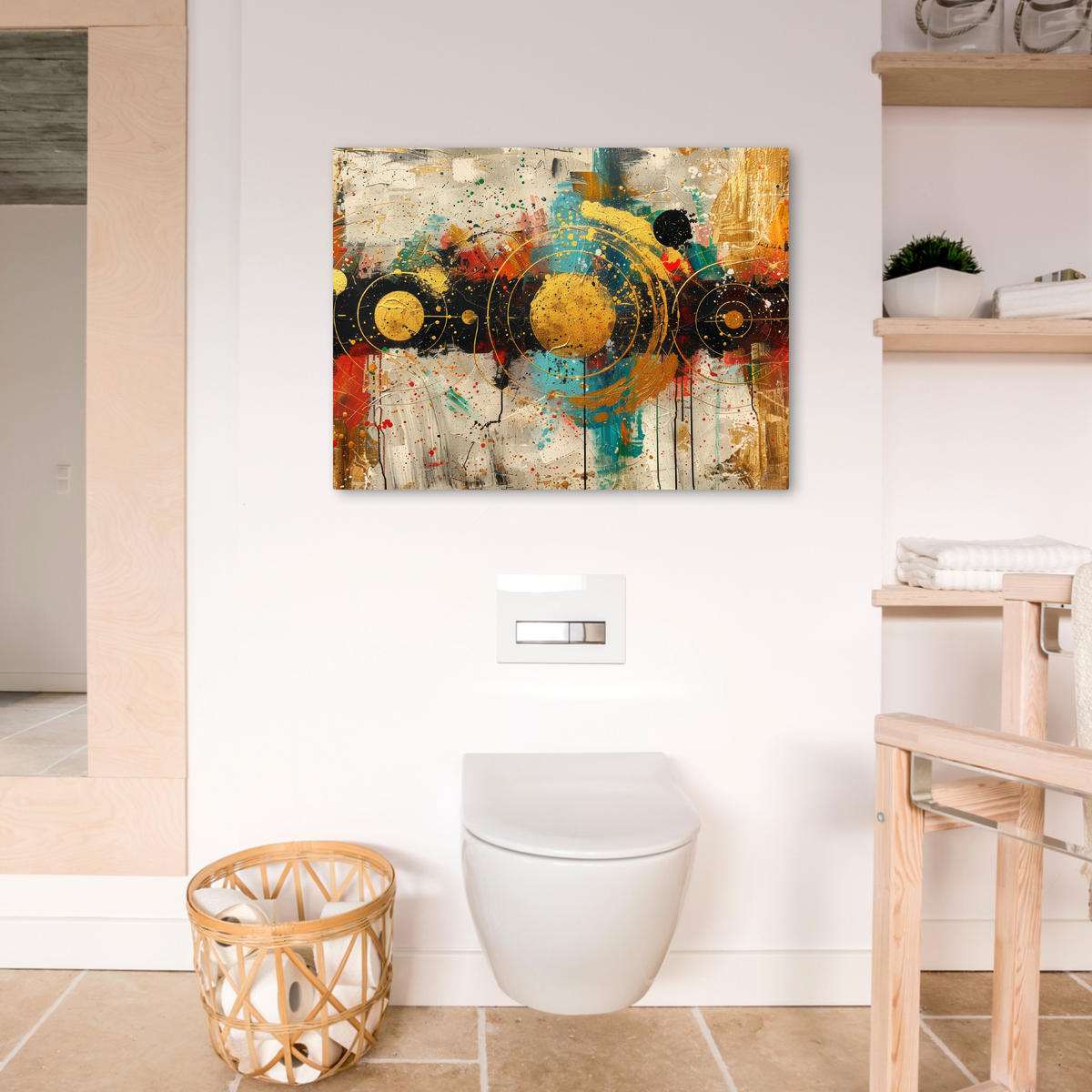 OBRAZ NA PLÁTNE Abstraktné - umenie - zlaté - moderné 70x50 cm - viacfarebná, textil (70/50cm) - MuchoWow