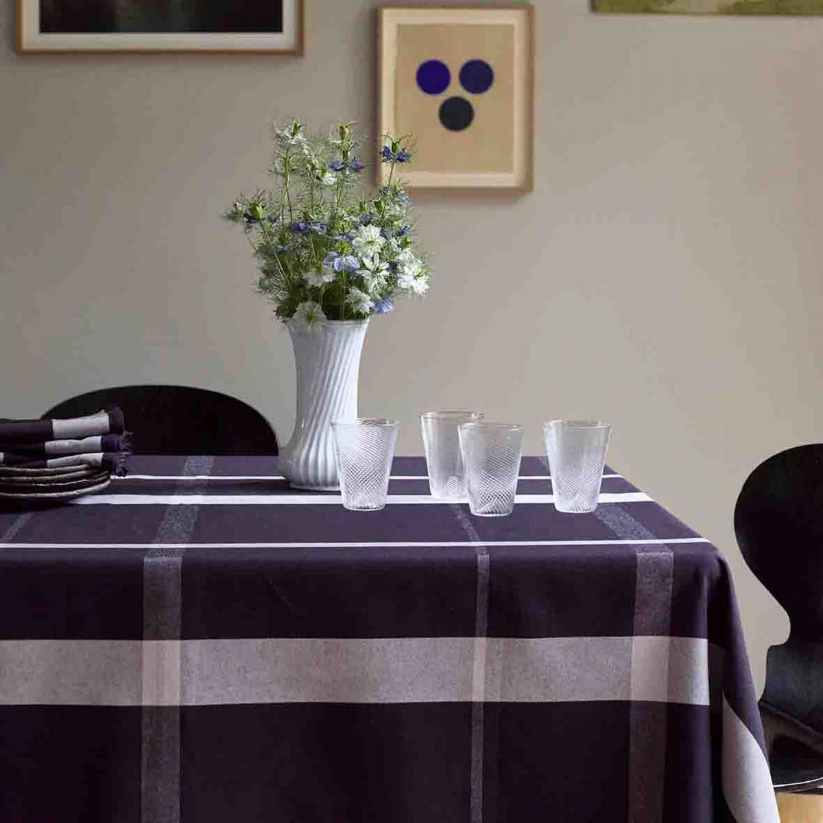 TISCHDECKE La nonna kaviar 160 x 250 cm - Schwarz, Textil (160/250cm)