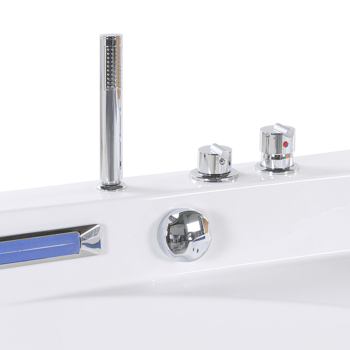 WHIRLPOOL-BADEWANNE mit LED 150x211x56 cm weiß Caceres - Weiß, Kunststoff (150/56/211cm) - Beliani