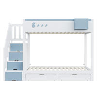 ETAGENBETT 90/200 cm Weiß, Blau - Blau/Weiß, Holz - Raumix