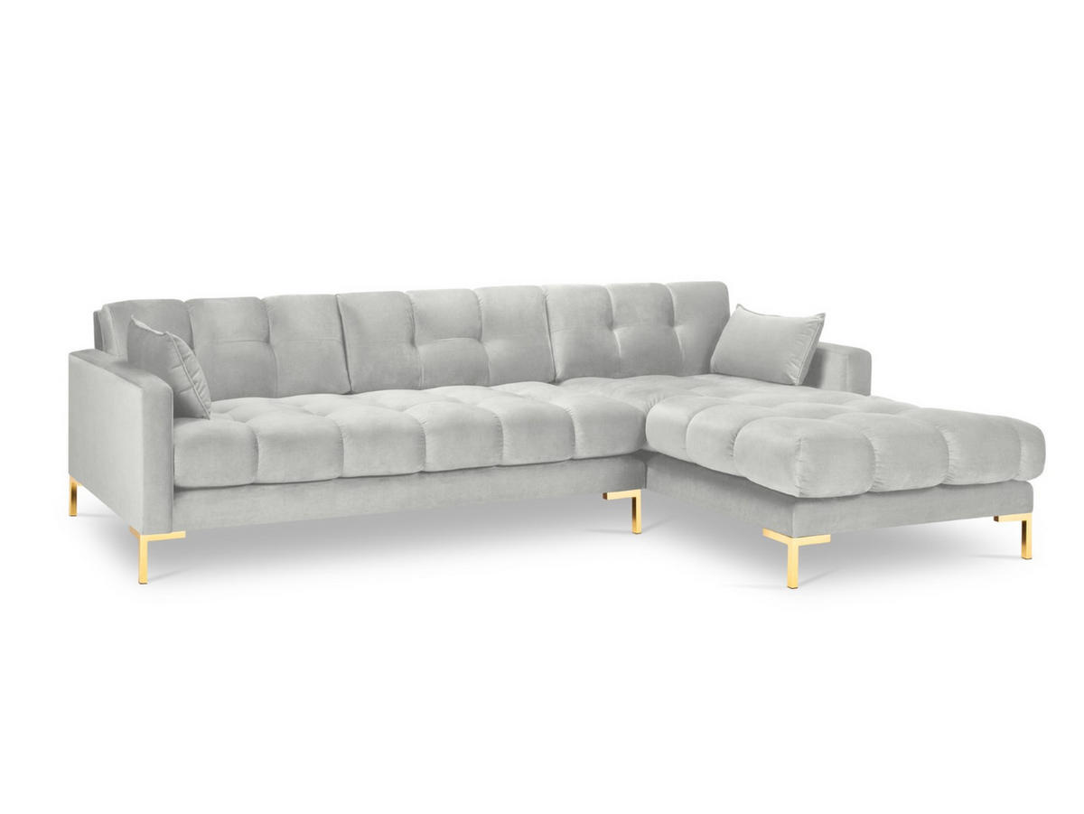 ECKSOFA rechts Mamaia aus Samt silber 5 Sitzplätze - Silberfarben, Textil (185/293cm) - Micadoni