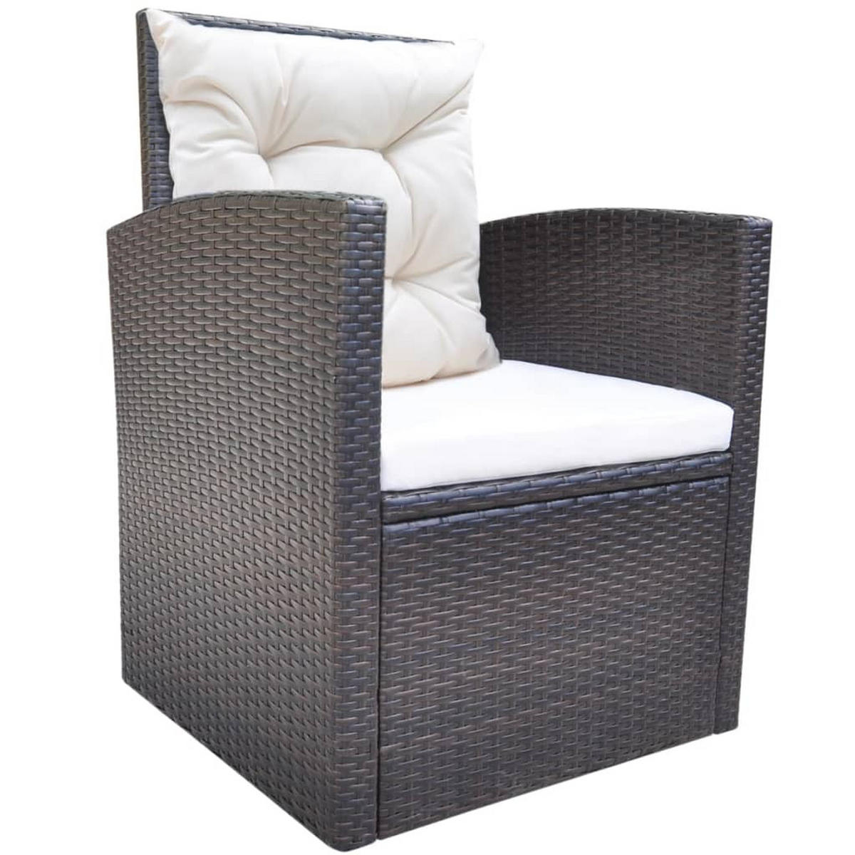 GARTEN-ESSGRUPPE 6-TLG MIT AUFLAGEN POLY RATTAN BRAUN - Creme/Braun, Naturmaterialien/Textil - vidaXL