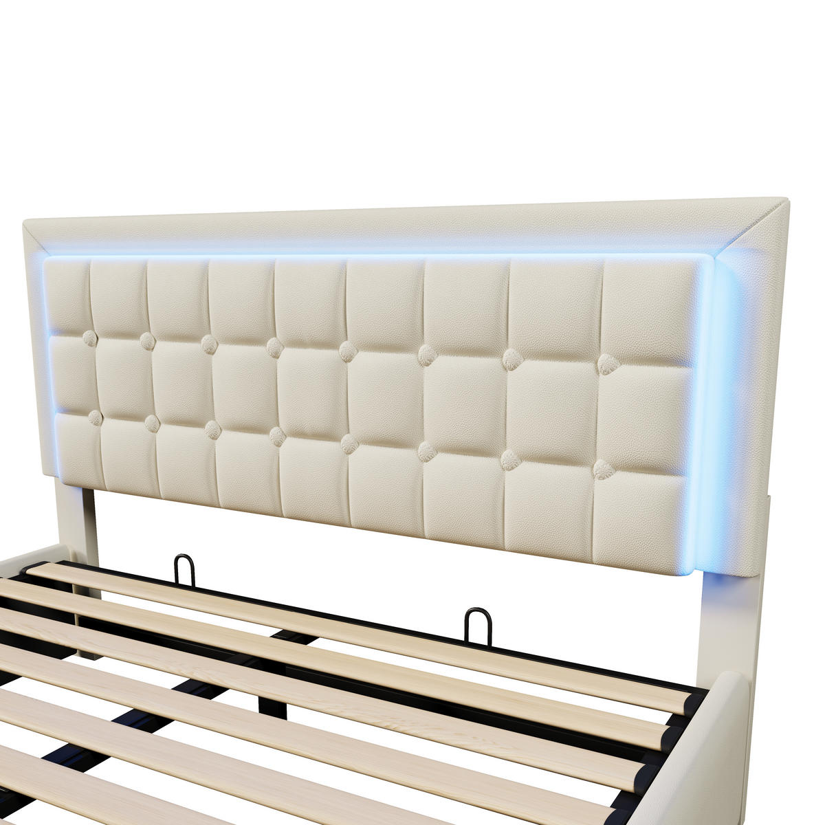 STAURAUMBETT 180/200 cm DE-00332, in Weiß, Hydraulische Stützstangen - Weiß, Metall (180/200cm) - ComfortXL