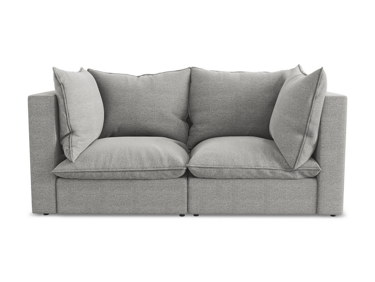 2-SITZER-SOFA Bouclé Stoff Grau - Hellgrau/Schwarz, Holzwerkstoff/Kunststoff (180/77/90cm) - LaMiaSofa