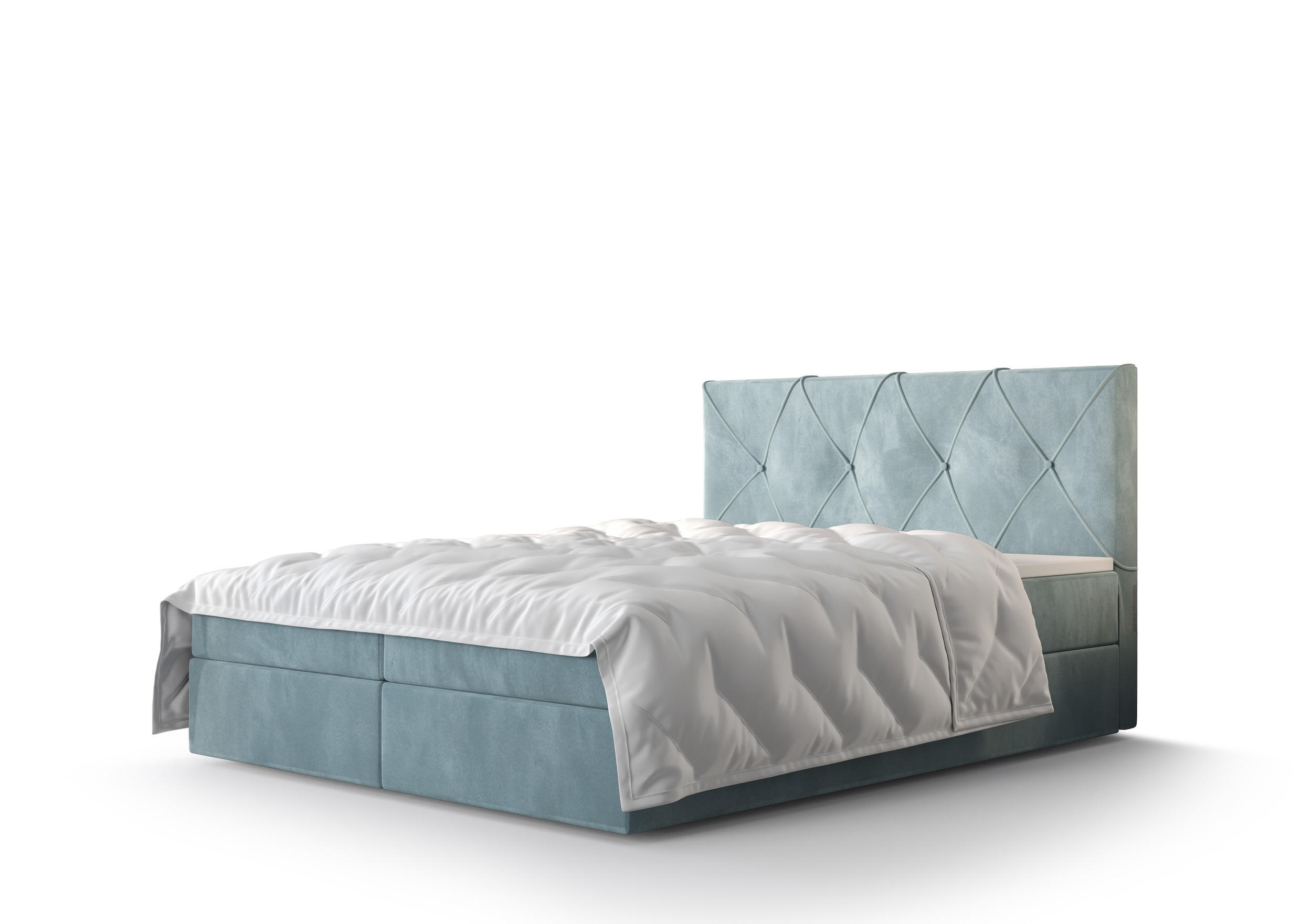 BOXBETT ALTEA 140x200, mit Matratze H3 und Topper, Monolith 72 - Blau, Holz/Kunststoff (140/200cm) - Bedante