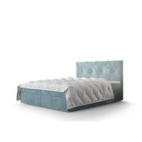 BOXBETT ALTEA 140x200, mit Matratze H3, Bonell und Topper, Monolith 72 - Blau, Holz/Kunststoff (140/200cm) - Bedante
