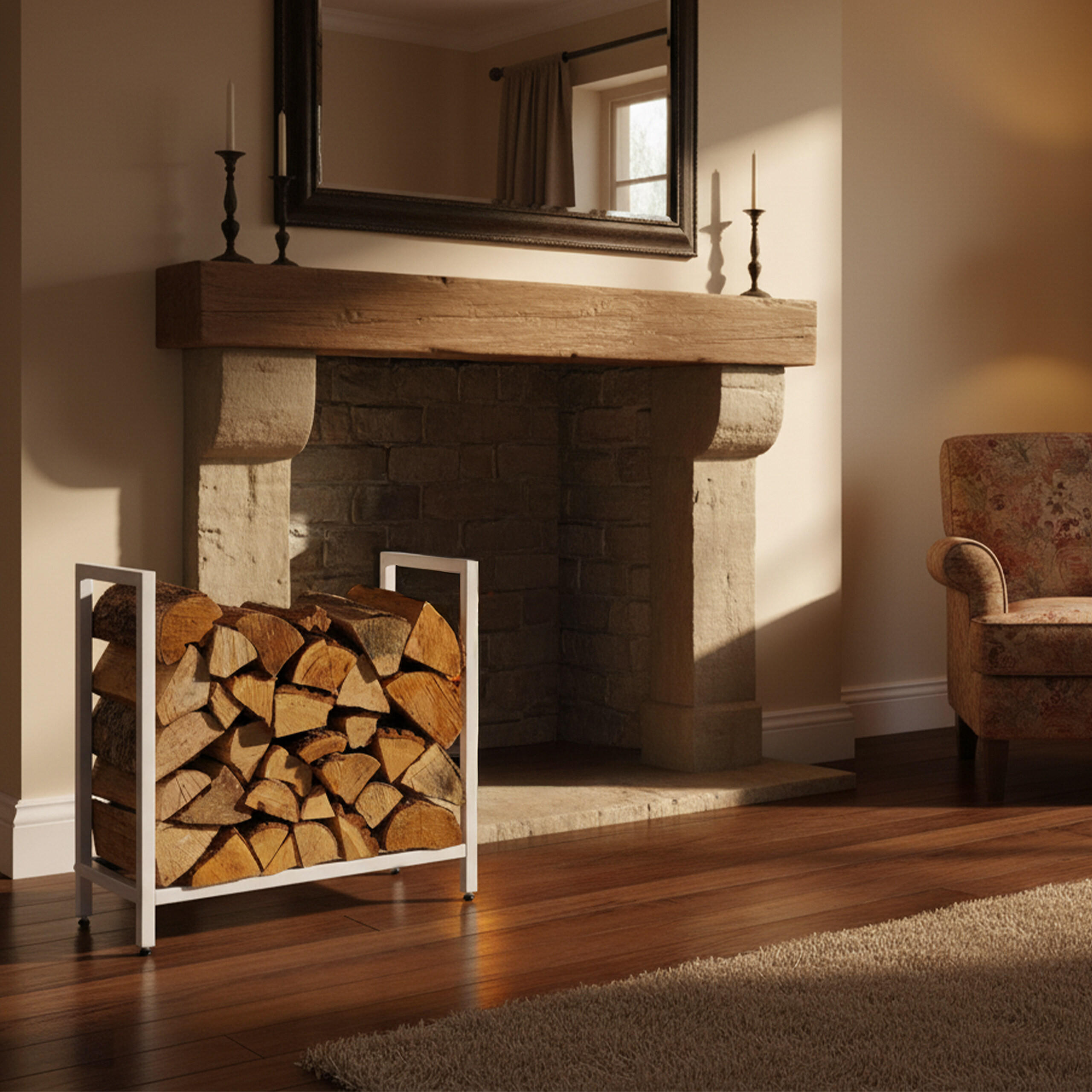 KAMINHOLZREGAL - Weiß, Metall (65/62.5/30.5cm) - Relaxdays