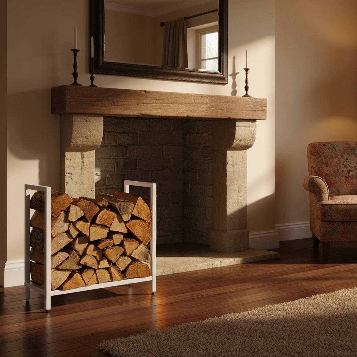 KAMINHOLZREGAL - Weiß, Metall (65/62.5/30.5cm) - Relaxdays