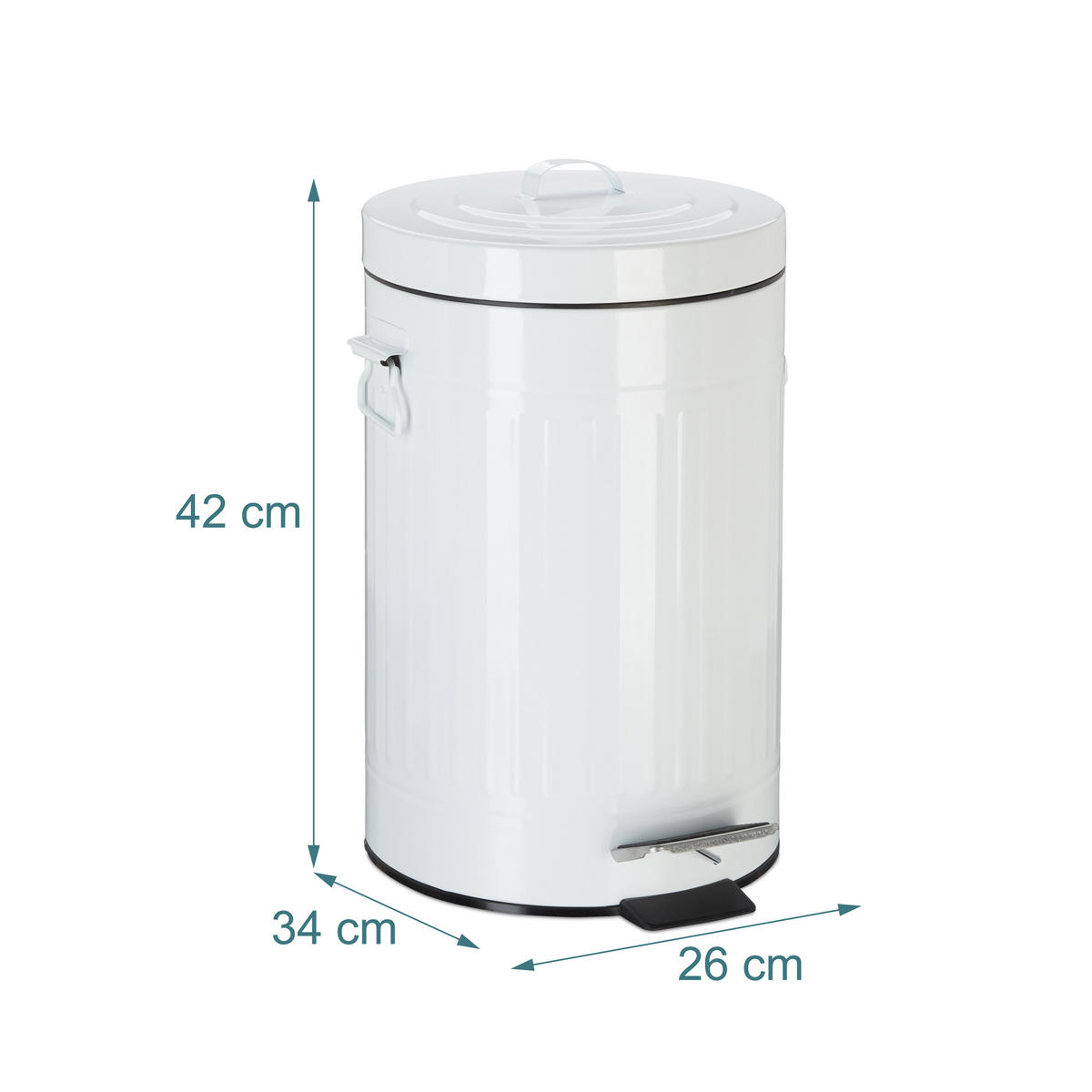 PEDALHINK Vit Vintage metall 12 l - Vit, Metall/Plast (26/42/34cm) - Relaxdays