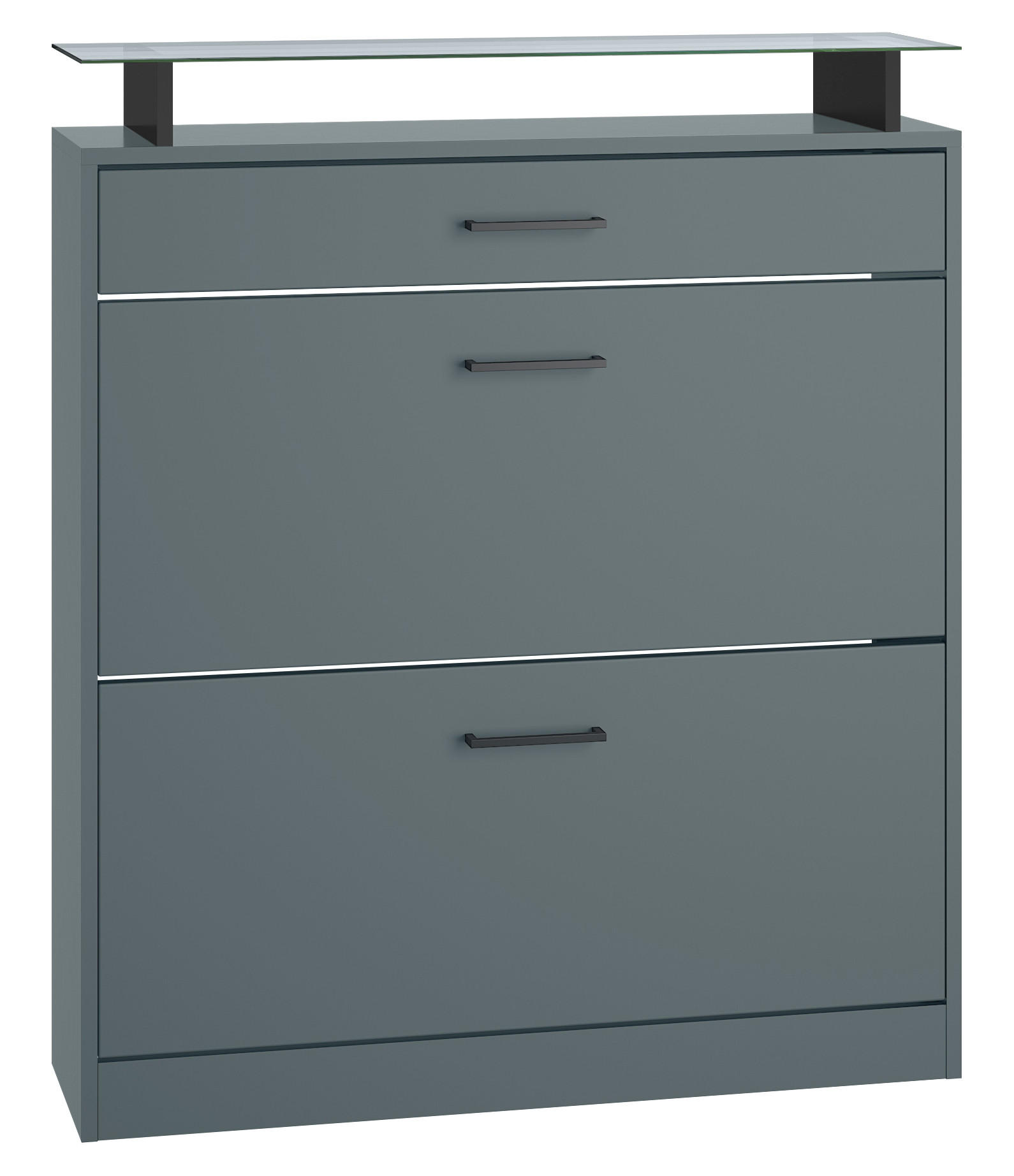 SCHUHSCHRANK Enigma Fjord - Dunkelgrün, Holzwerkstoff (89/104/23cm) - Vladon