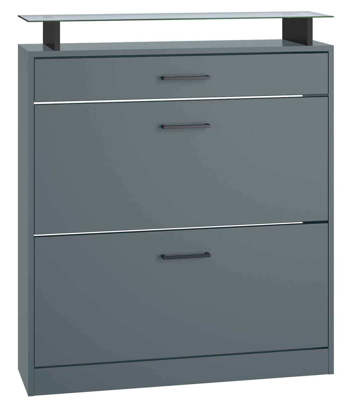 SCHUHSCHRANK Enigma Fjord - Dunkelgrün, Holzwerkstoff (89/104/23cm) - Vladon
