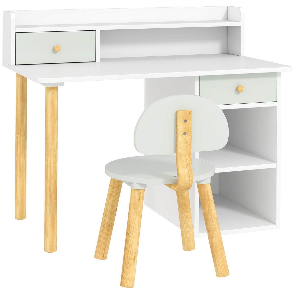 KINDERSCHREIBTISCH-SET DE-17562 2 Schubladen und offene Regale Grün - Grün, Holzwerkstoff (85/73/48cm) - ComfortXL