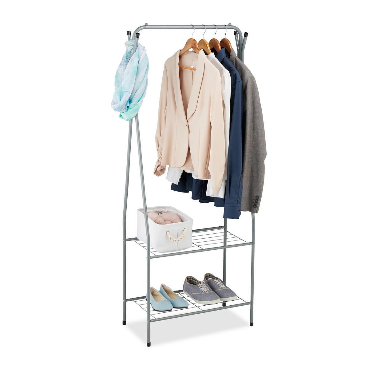 KLEIDERSTÄNDER - Grau, Metall (60/158/33cm) - Relaxdays