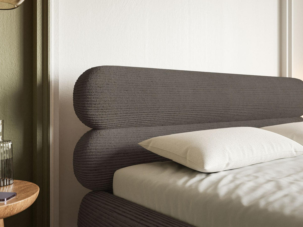 POLSTERBETT Roule Cord Grau 140x200 cm - Schwarz/Grau, Textil/Metall (140/200cm) - Selsey