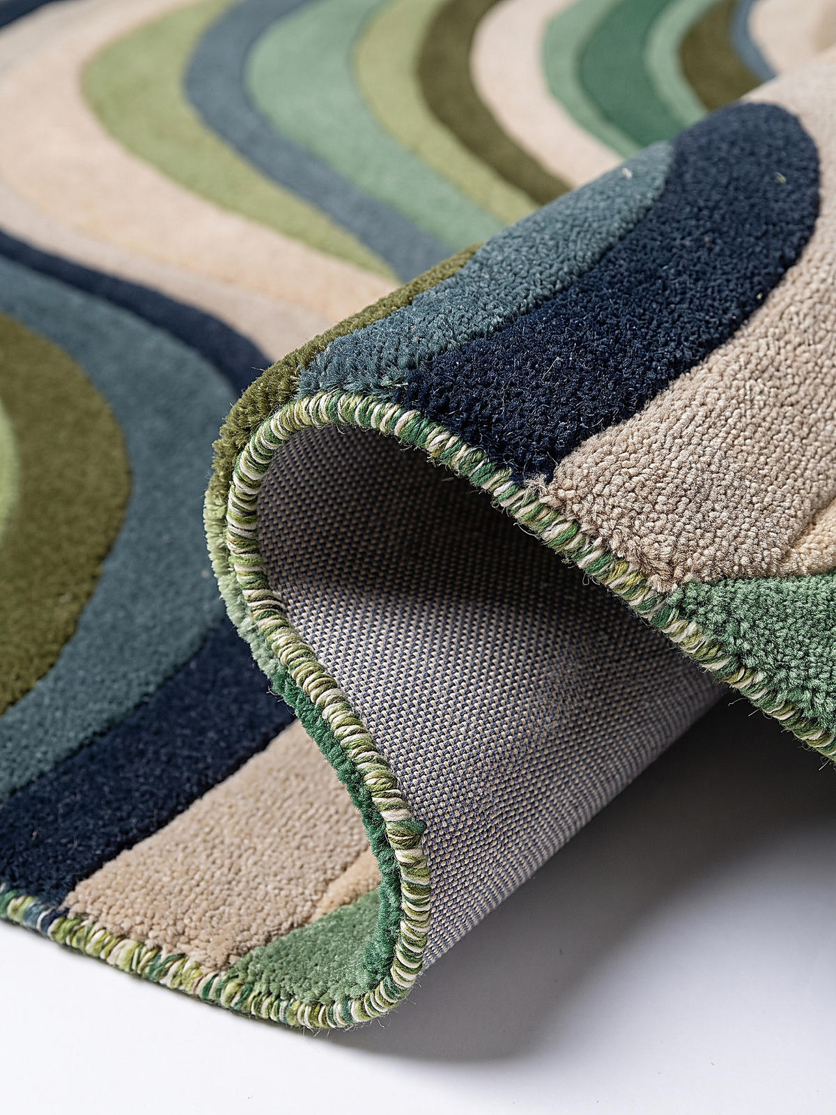 TEPPICH aus Wolle, handgetuftet, EFFRA, in Erdtöne-Grün, Wellen-Swirl, 200 x 290 cm - Grün, Textil (200/290cm) - KADIMA DESIGN