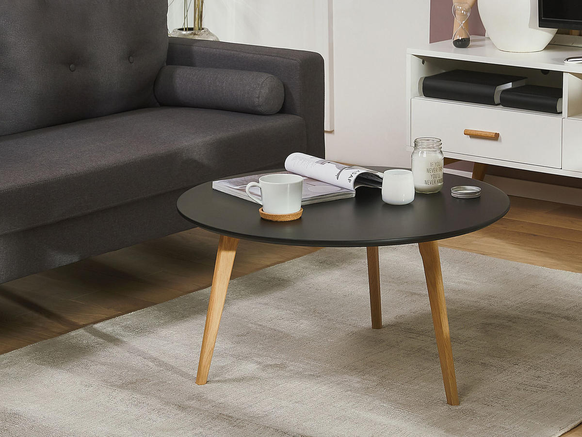 COUCHTISCH schwarz/hellbraun 80 cm Tennessee - Hellbraun/Schwarz, Holzwerkstoff (80/80/44cm) - Beliani
