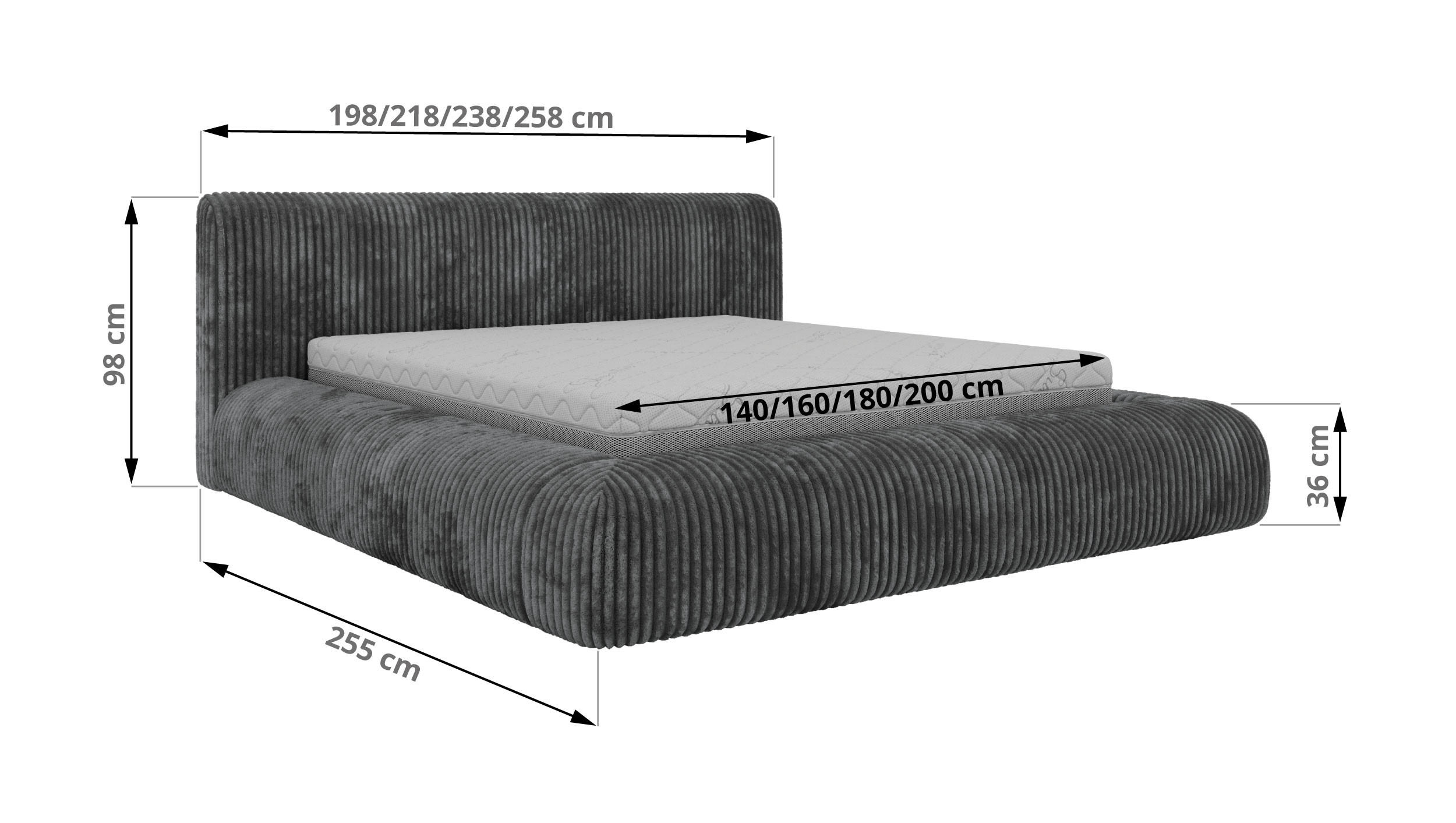 MKS Polsterbett Grau 140x200 cm