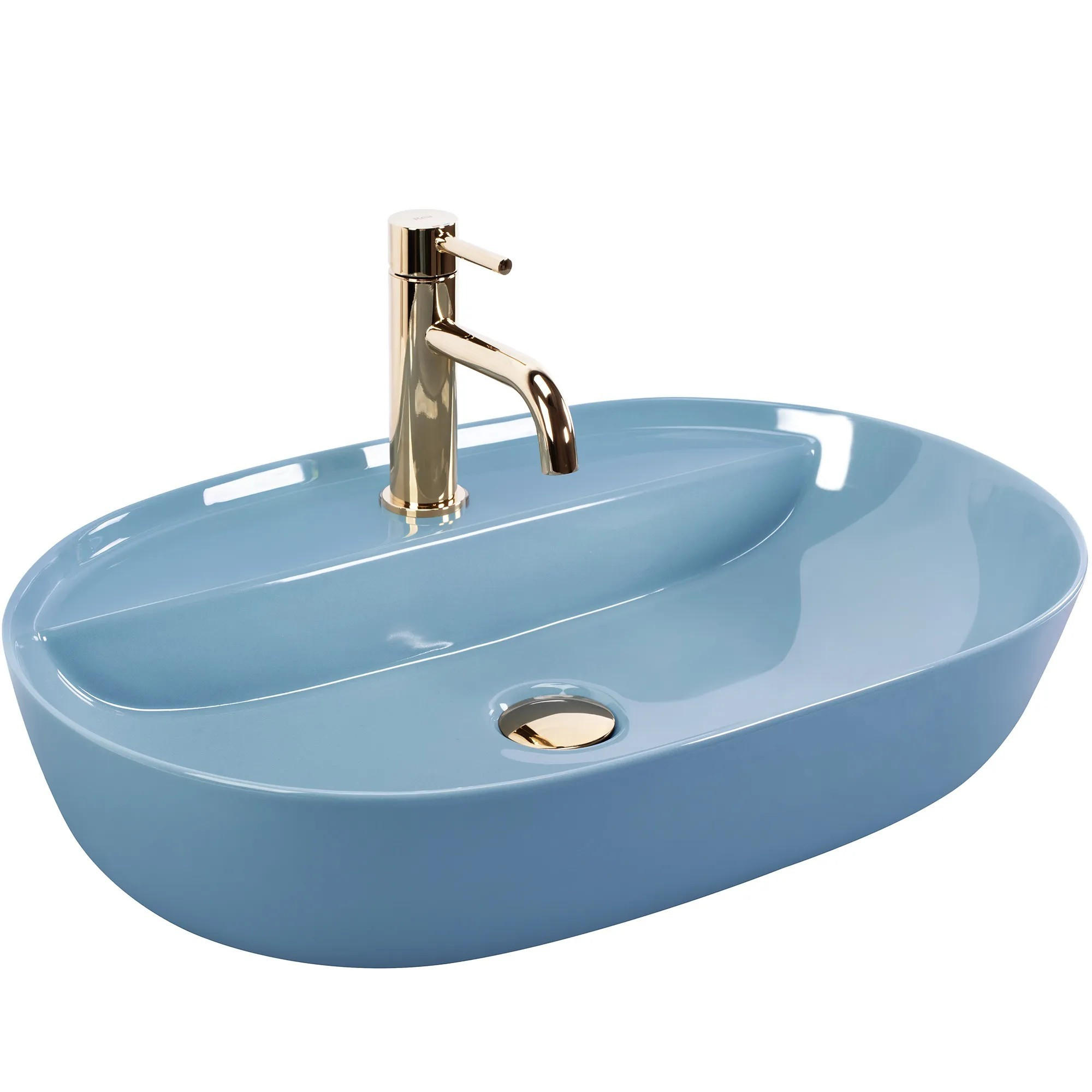 AUFSATZWASCHBECKEN Rea Aura 61 L.blue Shiny - Blau, Keramik (41/13/61cm) - REA