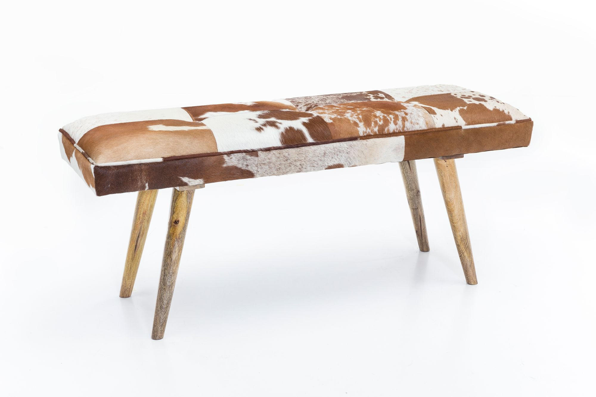 SITZBANK – Fell/Massivholz, 120x40x52 cm, Braun, ohne Lehne - Multicolor/Braun, Leder/Holz (120/52/40cm) - KADIMA DESIGN