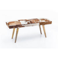 SITZBANK – Fell/Massivholz, 120x40x52 cm, Braun, ohne Lehne - Multicolor/Braun, Leder/Holz (120/52/40cm) - KADIMA DESIGN