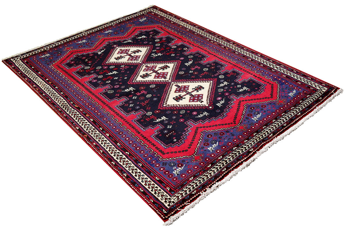 TEPPICH Afshar Blau 208/134 cm Schurwolle - Blau, Textil (134/208cm) - Looma