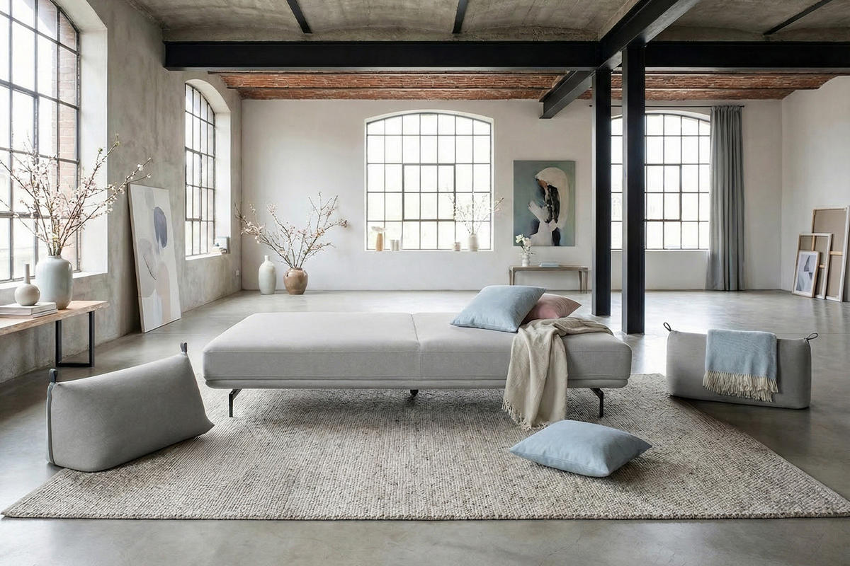 SCHLAFSOFA CANE Grau Webstoff - Schwarz/Grau, Textil/Metall (210/80/100cm) - KAWOLA