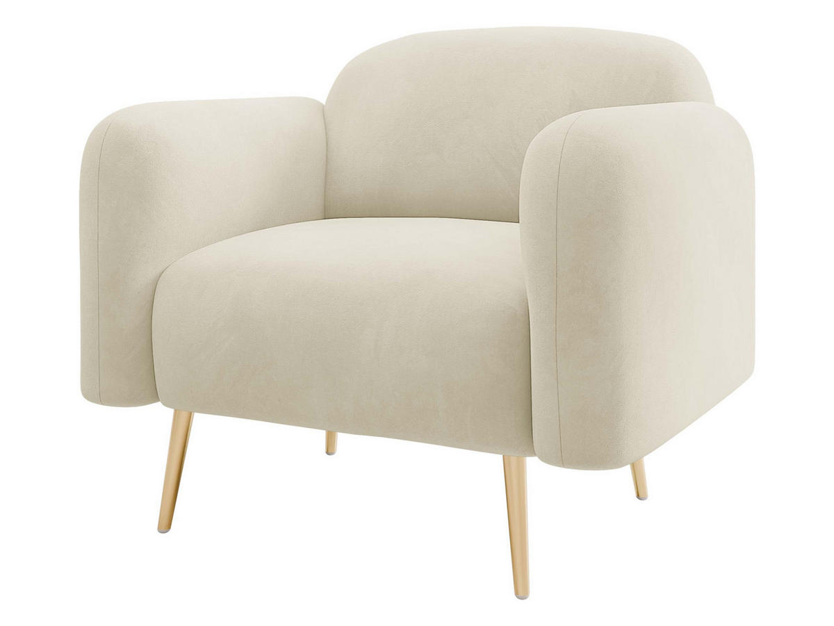 SESSEL Nami 1 - Beige/Goldfarben, Holz/Textil (90/75/71cm) - MIRJAN24