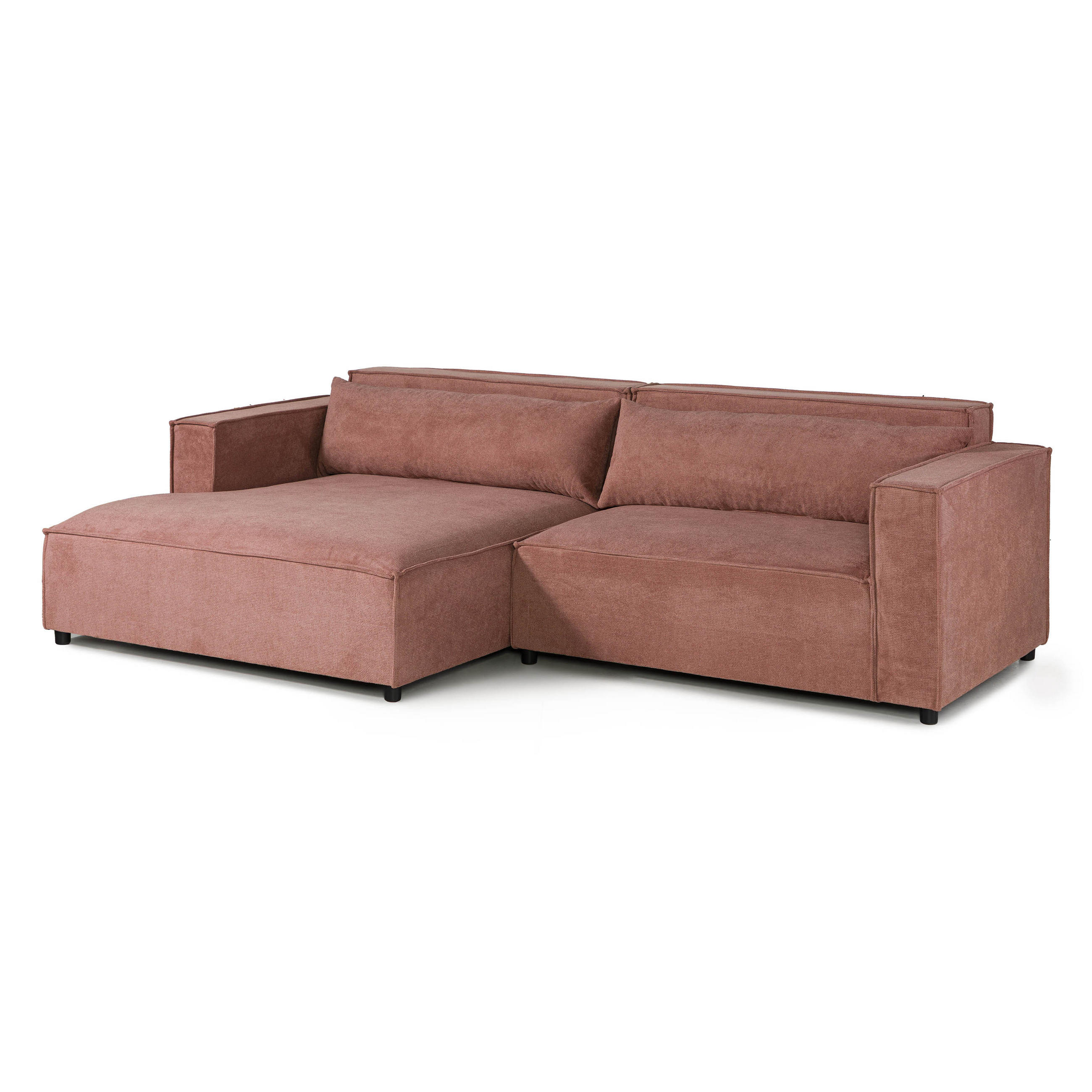 ECKSOFA Ottomane links Geflechtstoff 266x150x80 rosa FINN - Rosa, Textil (150/266cm) - Massivmoebel24