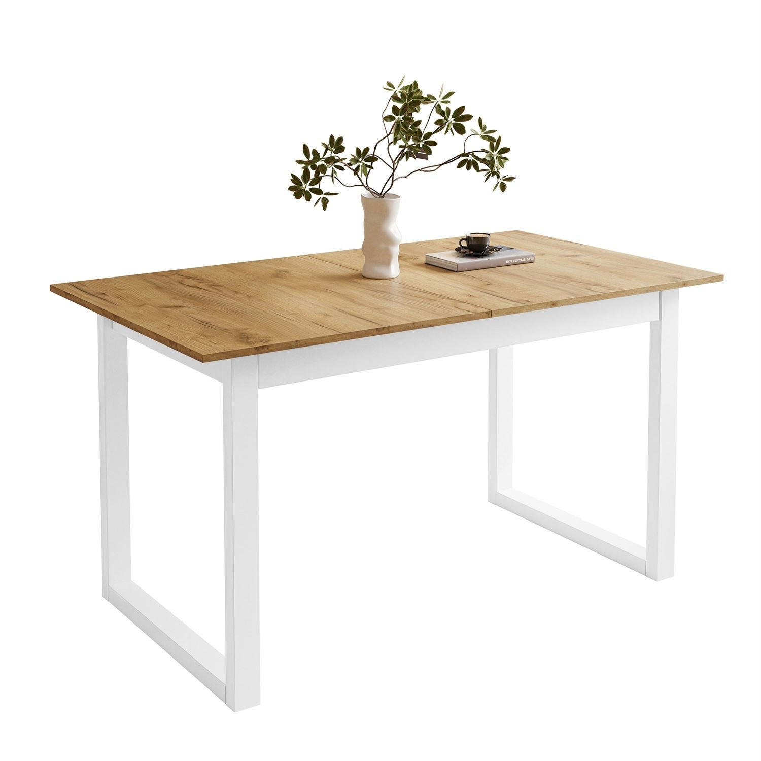 ESSTISCH ARTON II ausziehbarer Tisch 140-195 cm für 6-8 Personen - Eichefarben/Weiß, Holzwerkstoff/Metall (140/80/77cm) - Lookway