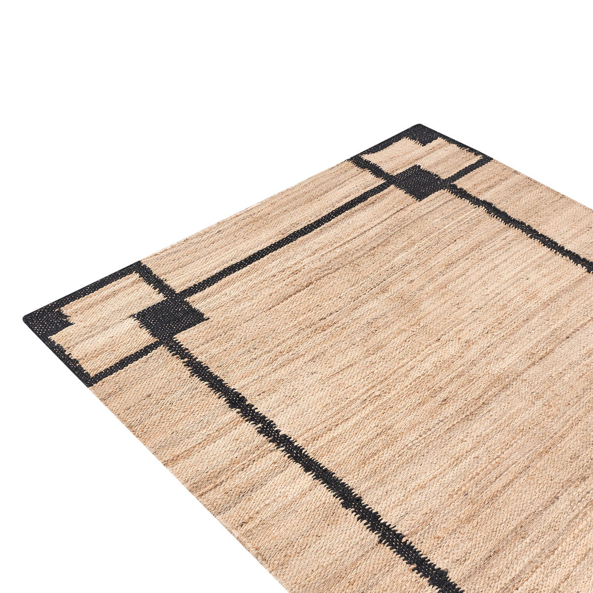 TEPPICH Schwarz/Beige 160/230 cm Jute Gondia - Beige, Textil (160/230cm) - Beliani