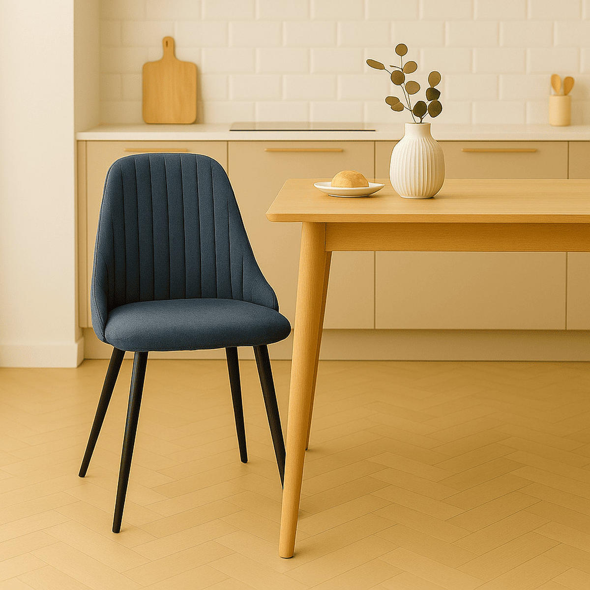 ESSZIMMERSTUHL Elma Schwarz 50/55/47 cm 2er-Set - Schwarz, Textil (55/47/50cm) - Calicosy