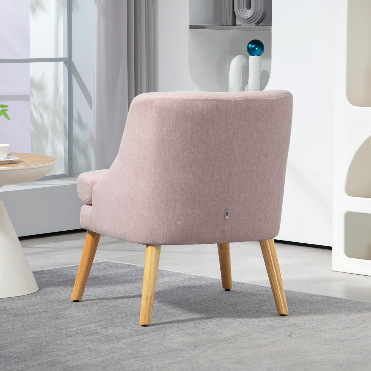 SESSEL Loungesessel mit Leinenoptik, Armlehne, Gepolstert Relaxsessel Rosa - Rosa, Textil (69/79.5/63cm) - HOMCOM